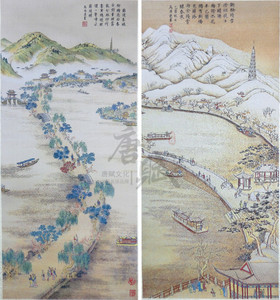 西湖十景图丝绸织锦画杭州旅游工艺纪念中国风特色出国送老外礼品