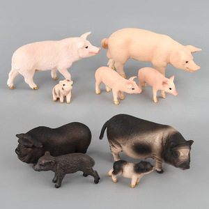 厂家外贸9款仿真迷你猪 黑猪 家禽动物模型玩具微景观摆件