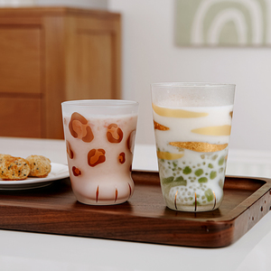 ADERIA日本原装进口猫爪杯喝水杯磨砂玻璃杯猫咪创意咖啡杯牛奶杯