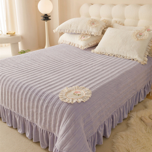 加厚牛奶绒夹棉床单单件冬季珊瑚法兰绒铺床垫床盖三件套2023新款