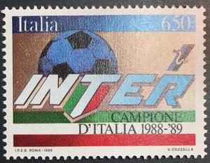 意大利邮票 1989年 国际米兰足球俱乐部 意甲联赛冠军邮票 1全