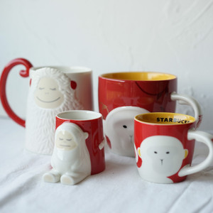 星巴克杯子韩国猴年生肖纪念马克品尝杯咖啡杯牛奶杯陶瓷水杯动物