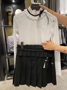 原单韩国ST高尔夫服装女长袖上衣时尚百搭修身减龄优雅花边打底衫