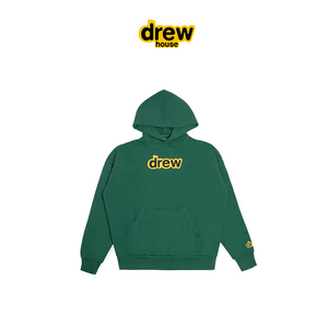 【官方正品】Drew House笑脸比伯同款绿色字母印花男女连帽卫衣潮