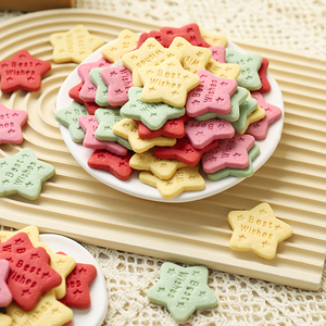 五角星星饼干蛋糕装饰摆件可食用樱花红丝绒饼干纸杯蛋糕甜品插件
