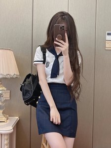 韩国女高校服甜妹穿搭套装jk制服韩式制服学院风夏季甜辣两件套女