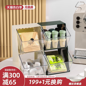 川岛屋茶包收纳盒胶囊咖啡桌面整理盒办公室多功能茶叶零食置物架