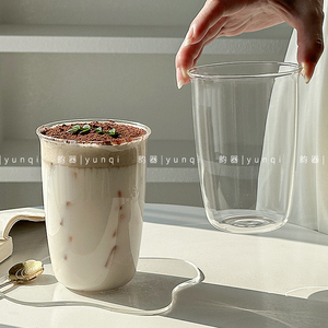 韵器insU型翻口杯高硼硅耐热玻璃杯果汁杯冷饮杯牛奶咖啡杯