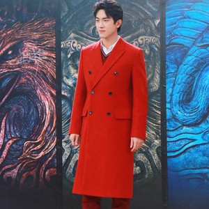 林更新同款红色羊绒大衣定制男士长款双排扣毛呢大衣秋冬风衣外套