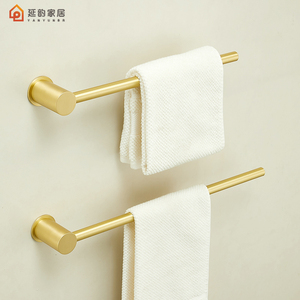 全铜金色加粗加厚毛巾架浴室卫生间毛巾杆轻奢高端浴巾挂杆免打孔