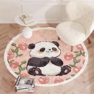 大熊猫花花 圆形地毯客厅沙发书房地垫ins梳妆椅卧室床边电脑椅轻