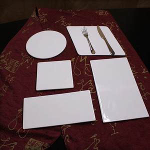 纯白陶瓷西餐平板蛋糕盘冷柜展示西点甜品慕斯盘冷菜拼盘果酱画盘