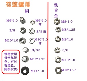 BURNINGSTONE自行车花鼓常用螺母总成M8M9M10M12 3/8等螺母集合