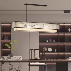 新中式长方形简约餐厅吊灯书房茶室中国风禅意装饰灯前台餐饮灯具