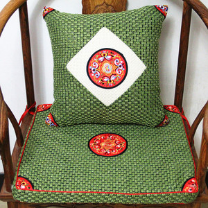 泰国麻四季沙发坐垫餐椅垫抱枕腰枕红木椅垫加厚海绵座垫定做套装