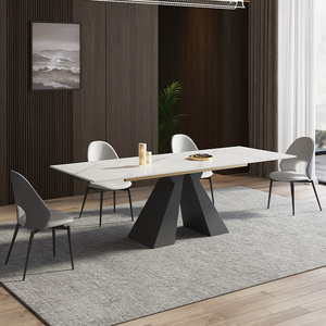 意式高端德利丰岩板可拉伸缩餐桌椅北欧餐厅家用进口拉米娜餐桌子
