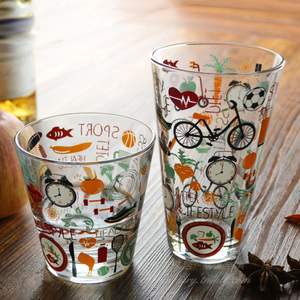 欧洲进口博格诺家用玻璃杯创意印花杯子彩色涂鸦水杯饮料杯具