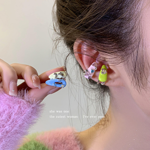 夏季新款多巴胺无耳洞耳骨夹多彩可爱耳夹女生小众设计感气质耳饰