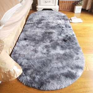 椭圆形欧式长毛绒卧室床边毯现代时尚客厅茶几地毯北欧风格飘窗毯