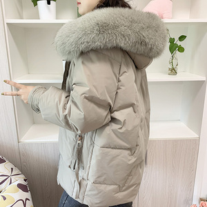 羽绒服女2023冬季新款茧型中长款时尚休闲加厚宽松小个子毛领外套