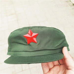 儿童成人怀旧解放军雷锋五角星帽65式军绿色红卫兵帽红军演出帽子