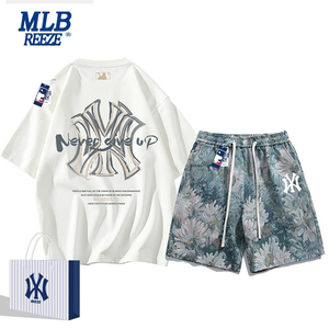 MLBNY潮牌短袖t恤套装男夏季2024新款时尚休闲运动上衣短裤两件套