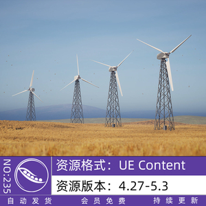UE4虚幻5 Wind Turbines 写实风车风力环保发电平原辽阔麦田场景
