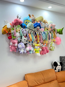 玩具收纳吊床挂网棉绳编织壁挂置物袋墙壁网兜儿童房玩具网背景墙