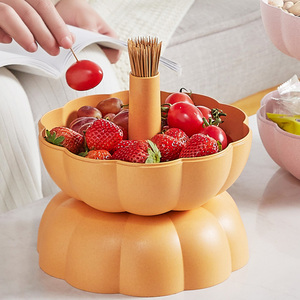 创意南瓜糖果盒新年水果盘家用客厅田园风零食干果瓜子盘果篮带盖