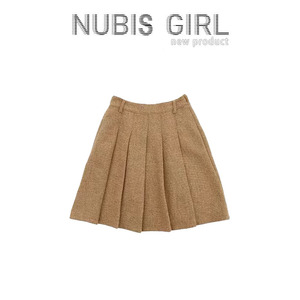 Nubis Girl复古学院风A字百褶羊毛半身伞裙女新款秋冬款高腰短裙