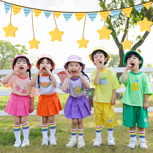 儿童啦啦队演出服小学生远动会开幕式班服糖果色幼儿园表演套装女