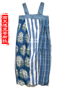 日本代购KAPITAL平田和宏22AW新款 棉亚麻混纺 蓝染拼布 背带裙裤