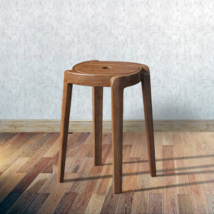 实木凳子可叠放餐凳餐椅家用圆凳简约白蜡木化妆凳小户型矮凳板凳