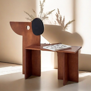 CCHomeI小狗长凳创意双人椅实木中古床尾凳艺术工作室换鞋凳休闲