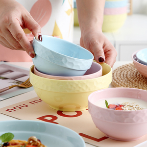 个性创意陶瓷碗盘套装 彩色简约家用米饭碗汤碗盘子餐具单个组合