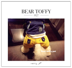 Bear toffy Pet出口宠物衣服猫狗四脚衣百搭连体裤打底衫连帽卫衣