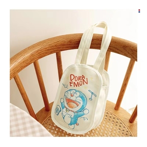 日本新款可爱卡通哆啦A梦软萌手提袋迷你收纳水壶手机帆布手拎包