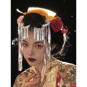 艺妓花魁长流苏发簪日式和服古风摄影艺伎恶女头饰和风写真簪子