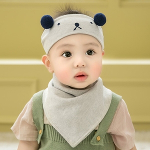 韩版新生儿头巾婴儿发带护囟门帽女宝宝小熊头饰男童头带儿童发饰