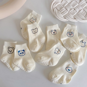 春秋婴儿袜子防滑地板袜新生儿0到3个月6一12宝宝中筒1岁5纯棉A类