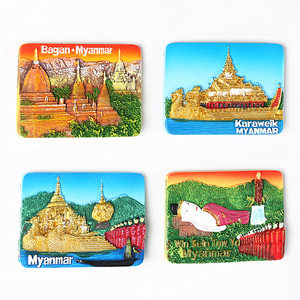 缅甸冰箱贴大佛邮票立体出国旅游纪念品磁贴