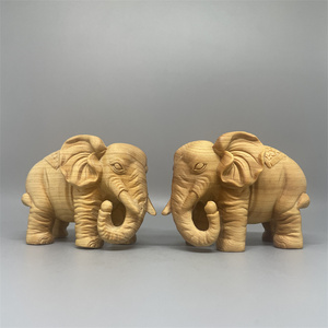 崖柏木雕财富吉祥大象摆件福象对象小象文玩手把件桌面汽车装饰品