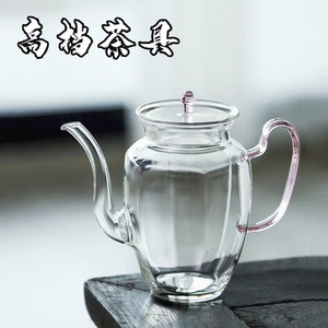 日式手工耐高温玻璃茶壶仿宋手执壶加厚耐热家用花茶壶绿茶泡茶壶