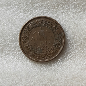 英属印度硬币1939年乔治六世1/12安娜小硬币保真品相按图发货