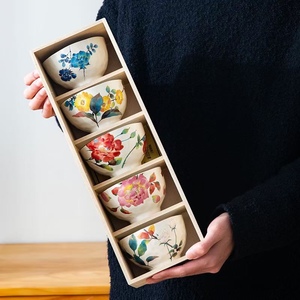 日本送礼碗套装美浓烧和蓝陶瓷饭碗新婚乔迁礼物餐具套装进口瓷器