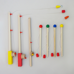儿童磁性钓鱼竿 实木竿子结实安全磁性强幼儿园区角游戏玩具配件