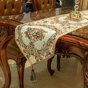 欧式客厅餐厅桌布桌旗高级感美式田园电视柜茶几巾长条布艺盖布