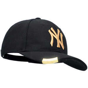 正品纽约洋基队棒球帽子女男款黑色金标金属扣字母刺绣NY韩国潮帽