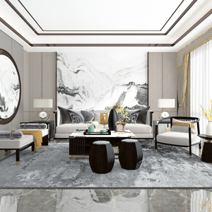 新中式实木沙发组合轻奢禅意现代小户型客厅整装样板房白蜡木家具