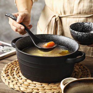 双耳汤碗大号家用不烫手陶瓷盛汤盆加厚创意个性浓汤面碗日式餐具